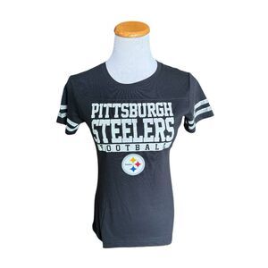 New Youth Girls NFL Pittsburgh Steelers Glitter Football Graphic Tee Shirt 14/16